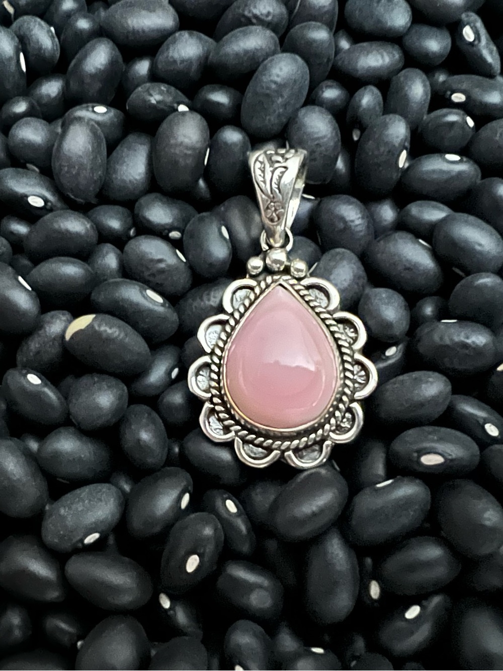 Sterling Silver Teardrop Pink Conch Pendant
